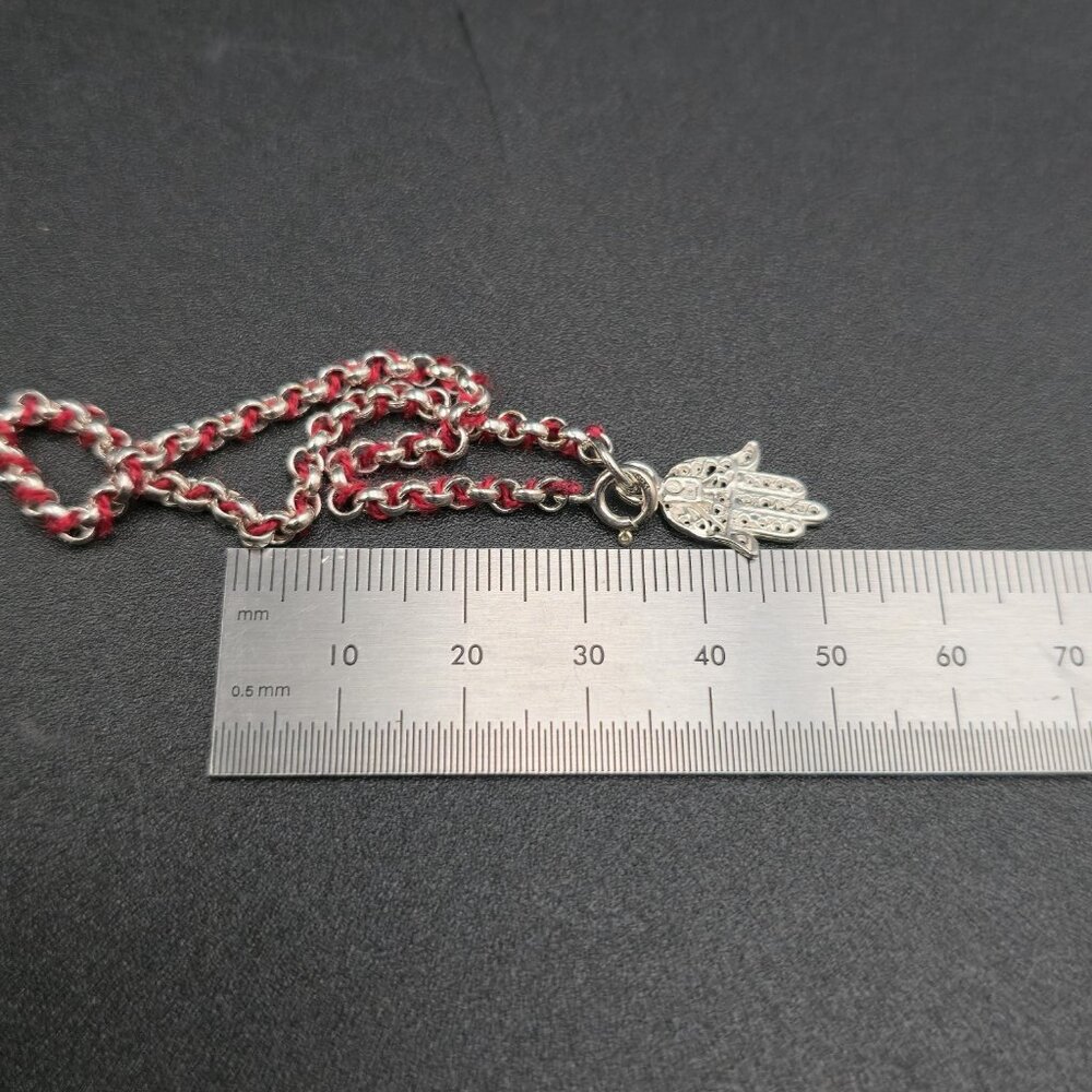7 Inch Sterling Silver Hand of Fatima Chain Bracelet A7208 - Picture 6 of 7